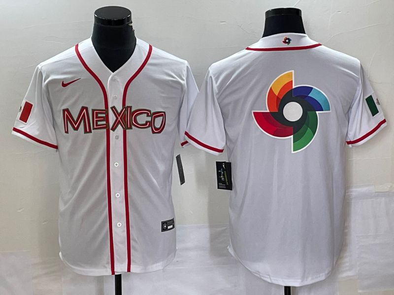 Men 2023 World Cub Mexico Blank White Nike MLB Jersey23